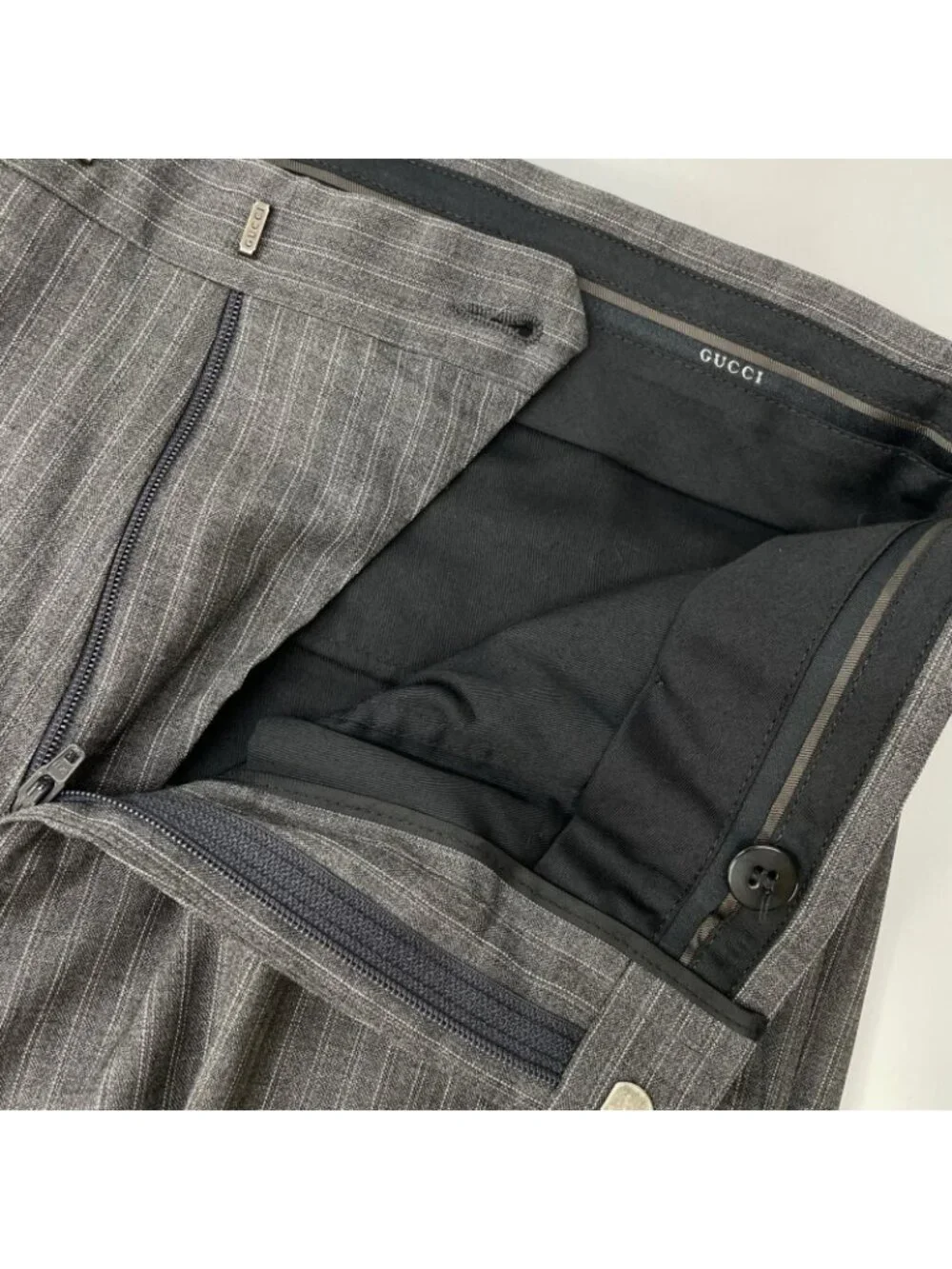 Gucci Gray Wool Striped Single Suit 46